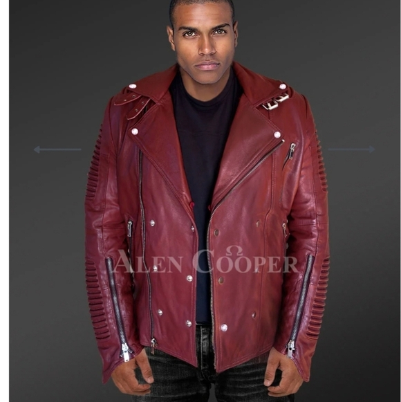 Alen Cooper Other - Alen Cooper-Brown Tan XL Real Leather Biker Moto Jacket For Men NWOT